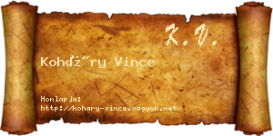 Koháry Vince névjegykártya