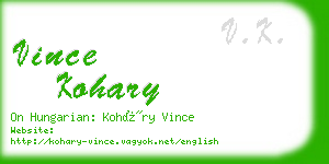 vince kohary business card